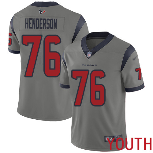 Houston Texans Limited Gray Youth Seantrel Henderson Jersey NFL Football #76 Inverted Legend->houston texans->NFL Jersey